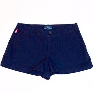 NEW Girl's Polo Ralph Lauren Navy Blue Chino Shorts with Pink Pony - Size 10